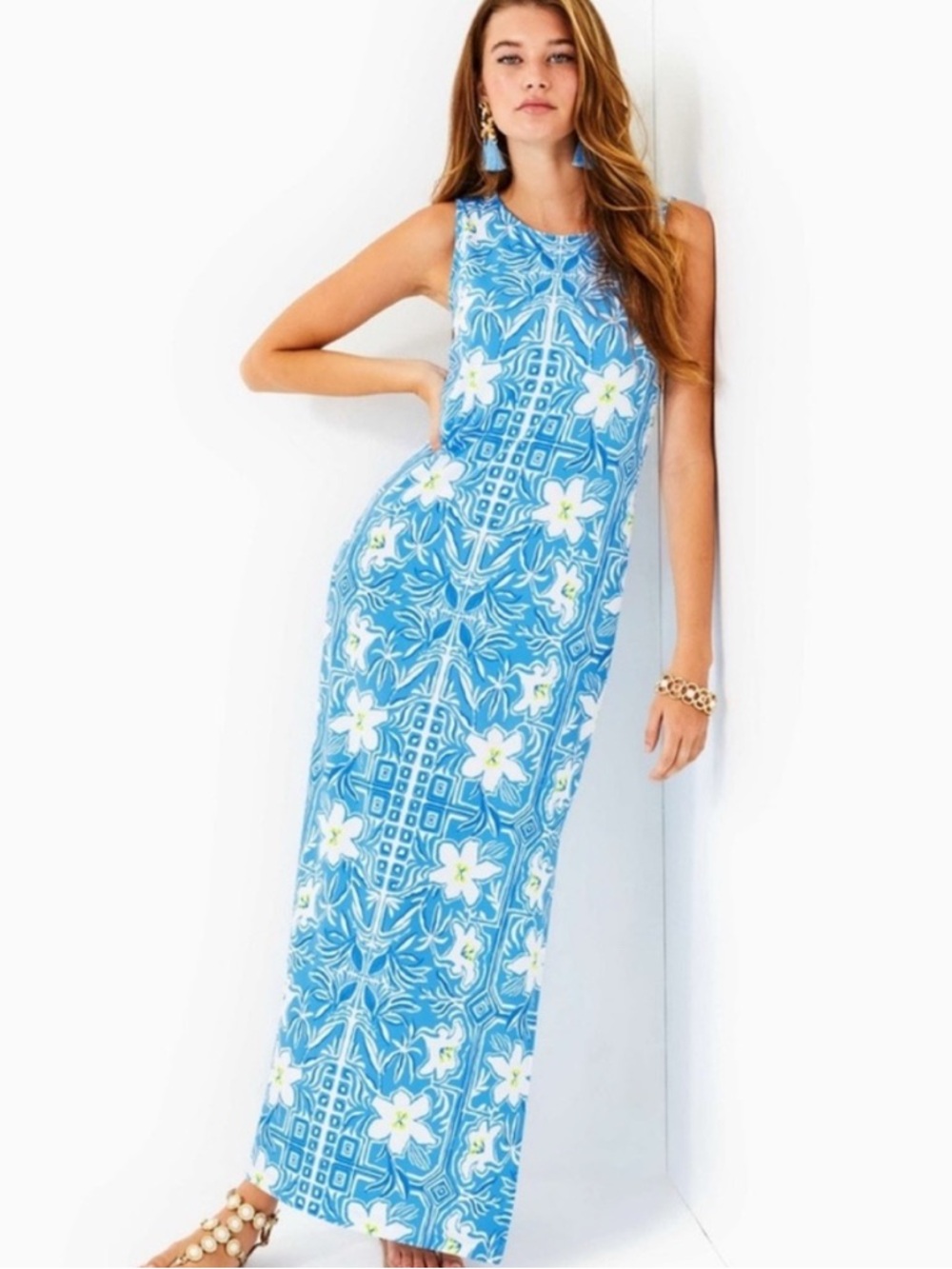 Lilly Pulitzer Noelle Blue Floral Maxi Dress - Sleeveless Summer Dress